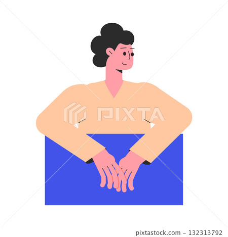 Woman Character Peeking Out Shape and Looking Vector Illustration Woman Character Peeking Out Shape and Looking Vector Illustration 132313792
