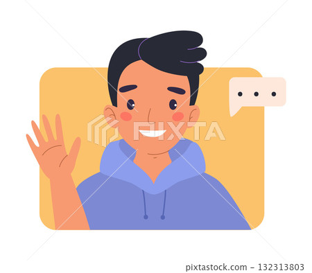 Man Character Online Have Distant Network Meeting and Communication Vector Illustration 132313803