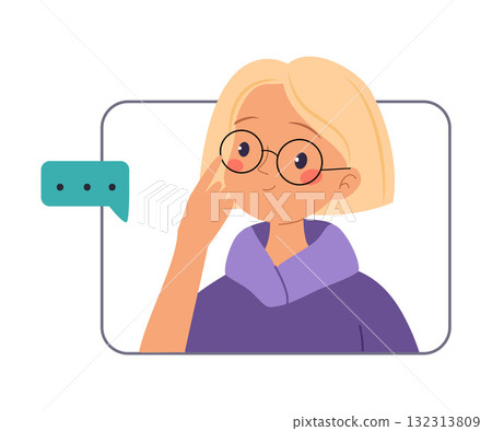 Woman Character Online Have Distant Network Meeting and Communication Vector Illustration Woman Character Online Have Distant Network Meeting and Communication Vector Illustration 132313809