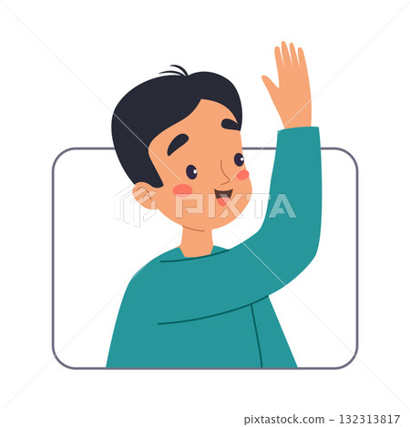 Man Character Online Have Distant Network Meeting and Communication Vector Illustration 132313817