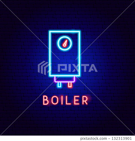 Water Hot Boiler Neon Label Water Hot Boiler Neon Label 132313901