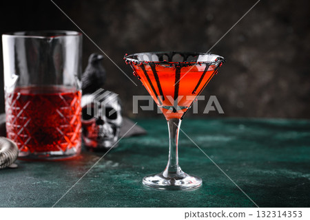 Spooky red Halloween monster cocktail 132314353
