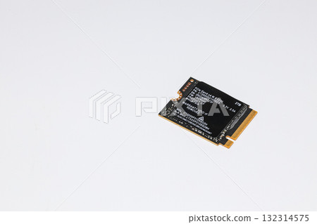 NVME PCIe solid-state drive in the M.2 2230 form factor isolated on white background. NVME PCIe solid-state drive in the M.2 2230 form factor isolated on white background. 132314575