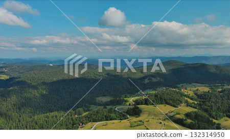 Mountains, hills and meadow, village in Tara park Mountains, hills and meadow, village in Tara park 132314950