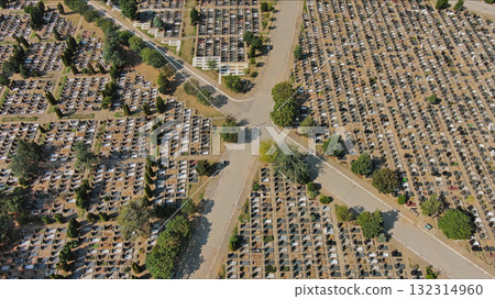 Densely packed cemetery graveyard Densely packed cemetery graveyard 132314960