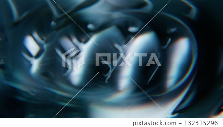 Defocused luminous twirl. Color flare. Blue radiant texture optical lens flash gleam foil circle on abstract illuminated visual art background. 132315296