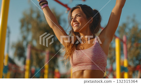 Fit woman enjoying a morning run on a rural path Fit woman enjoying a morning run on a rural path 132315364