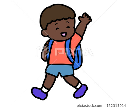 A black boy waving goodbye 132315914