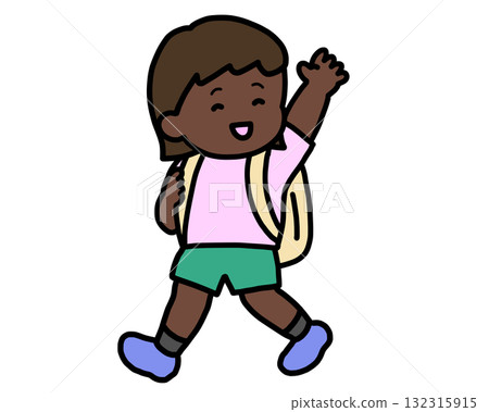 A black girl waving goodbye 132315915