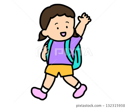 亞洲女孩揮手道別 亞洲女孩揮手道別 132315938