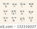 Abstract linear minimalist face doodles. 132316037
