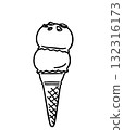 Simple hand-drawn line drawing illustration of ice cream (double) 132316173