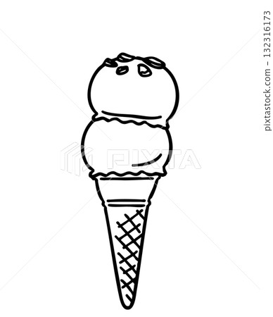 冰淇淋的簡單手繪線條描插圖（雙） 132316173