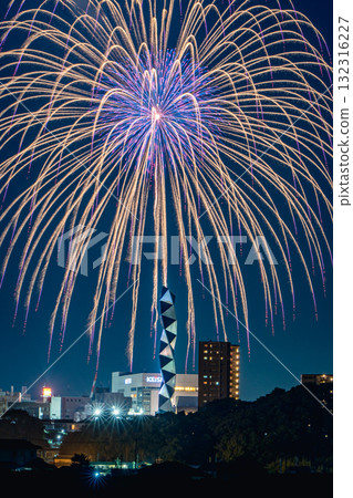 水戶偕樂園煙火大會的夜空綻放著巨大的花朵 132316227
