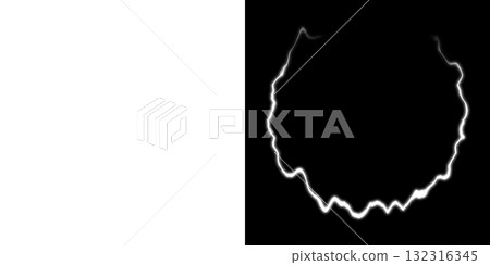 透明和黑色背景上的白色閃電圈 132316345