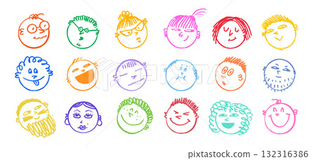 doodle emoji and Face crayon line icons in playful chalk sketch style with colorful hand-drawn smiles. Emoji doodle vector with fun expressions. Great for stickers, posters, kids projects doodle emoji and Face crayon line icons in playful chalk sketch style with colorful hand-drawn smiles. Emoji doodle vector with fun expressions. Great for stickers, posters, kids projects 132316386
