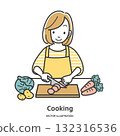 Young woman cutting vegetables 132316536