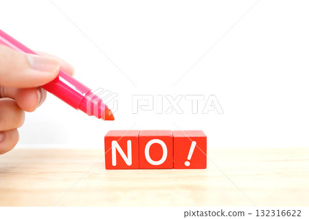 A red block NO! message. An image of denial and prohibition. A red block NO! message. An image of denial and prohibition. 132316622