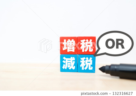 代表增稅或減稅選擇的政策圖像。 132316627