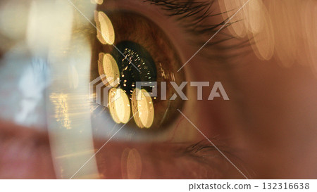 Eye Looks At The Christmas Lights Wonderful And Happy Eye Looks At The Christmas Lights Wonderful And Happy 132316638