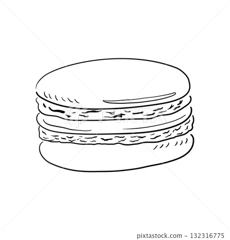 馬卡龍的手繪線描插圖 馬卡龍的手繪線描插圖 132316775