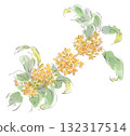 Autumn plants. Watercolor illustration of Osmanthus flower 132317514