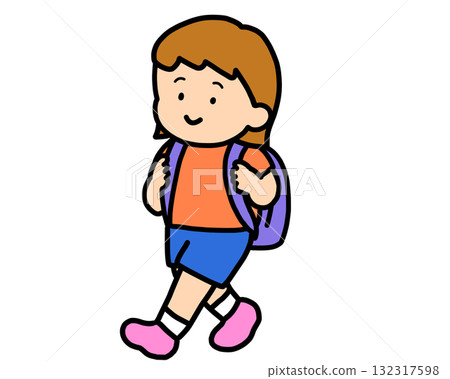 Brown-haired girl walking home 132317598
