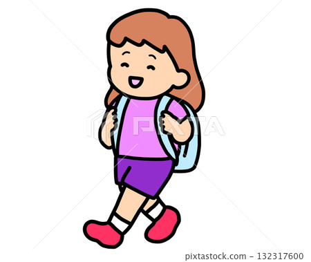 Brown-haired girl walking home Brown-haired girl walking home 132317600