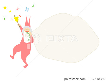 聖誕節對話框、聖誕老人和袋子、可愛的音符向量圖 132318392
