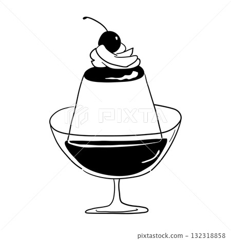 布丁的手繪線條畫插圖 布丁的手繪線條畫插圖 132318858