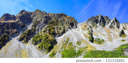 Autumn in the Northern Alps: Karasawa Cirque and the spectacular view of the Hotaka mountain range Autumn in the Northern Alps: Karasawa Cirque and the spectacular view of the Hotaka mountain range 132318881