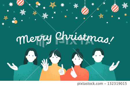 Merry Christmas! Vector illustration of men and women for Christmas campaign 132319015