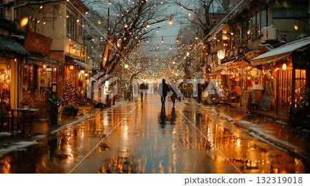 Snow falling hill bar 132319018