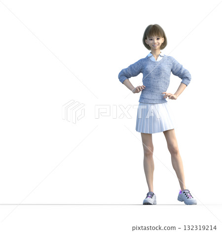 穿著針織衣服的年輕女子 132319214