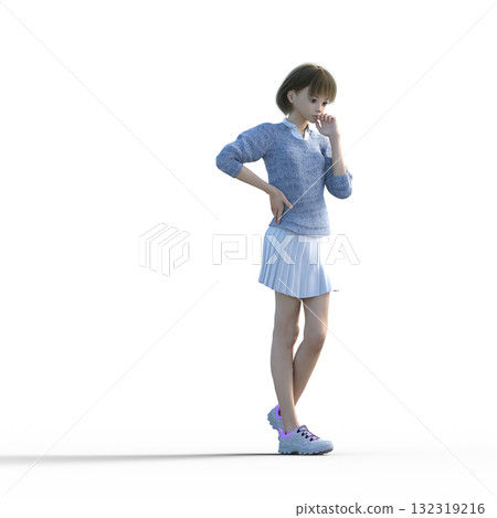 穿著針織衣服的年輕女子 132319216