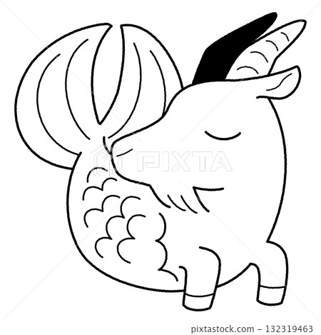 可愛的單色摩羯座插圖 132319463