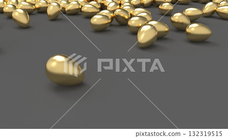 金蛋CG - 大量滾滾的金蛋 - 人力資源外流圖像 - PowerPoint標題 - 渲染CG - 背景 132319515