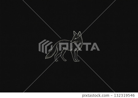 A white fox floating in the darkness | Minimalist and fantastical line art A white fox floating in the darkness | Minimalist and fantastical line art 132319546