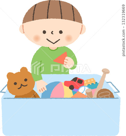 child cleaning up toys 132319669