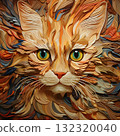 Artistic Feline Portrait in Ornate Style, A Unique and Decorative Home Decor Idea, Original Design 132320040