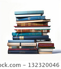 Stack of Antique Books on White Background, Education and Knowledge Concept, Still Life 132320046