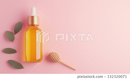 Honey natural ingredient on  transparent bottle skincare 132320071