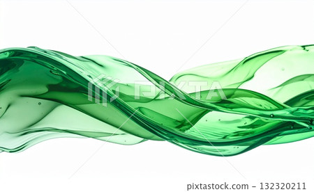 奢華保濕、抗衰老護理、護膚、有機美容精華。綠水波紋背景。 132320211