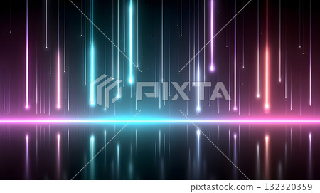 A vibrant abstract background featuring colorful vertical lines of light cascading downwards, creating a dynamic and futuristic atmosphere, perfect for digital projects and design. 132320359