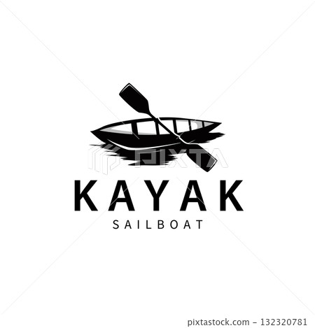 kayak logo simple design fishing boat simple black silhouette concept river kayak sport, symbol templet illustration kayak logo simple design fishing boat simple black silhouette concept river kayak sport, symbol templet illustration 132320781