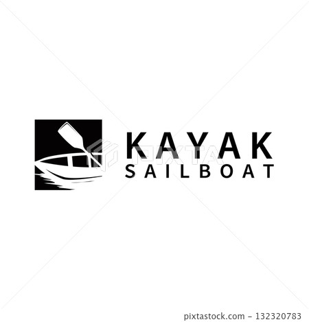 kayak logo simple design fishing boat simple black silhouette concept river kayak sport, symbol templet illustration kayak logo simple design fishing boat simple black silhouette concept river kayak sport, symbol templet illustration 132320783