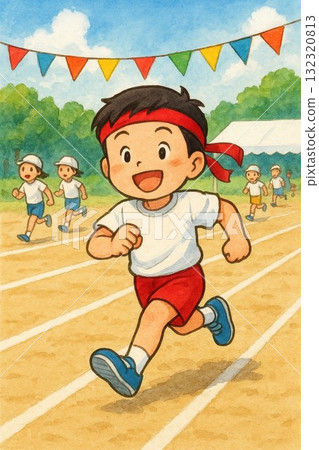 children running at sports day 132320813
