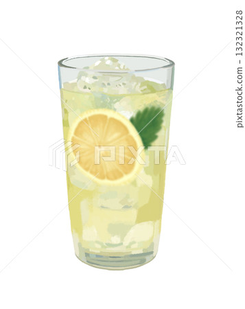 Lemonade (glass) with lemon slices and mint leaves 132321328