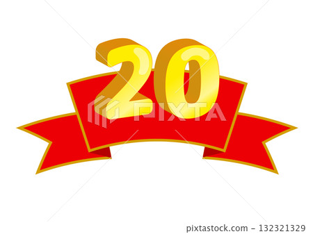 A simple red ribbon title with the number 20 written on it A simple red ribbon title with the number 20 written on it 132321329