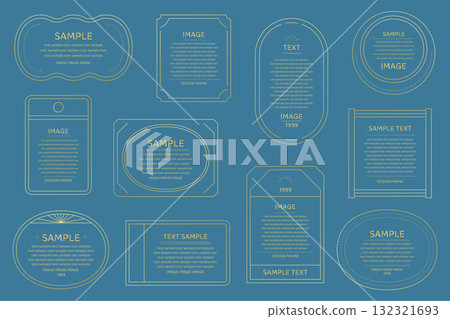 Frame Simple Line Gold Variation Material Set Illustration Vector Tag Label 132321693